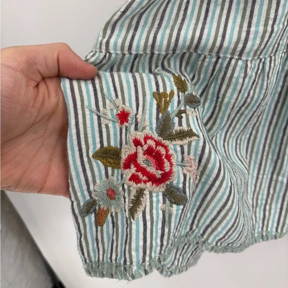 Johnny Was Workshop Cyrielle Effortless Boho Tank Dress StripedEmbroidered small